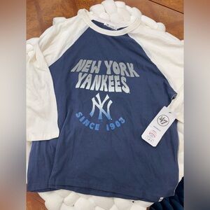 New York Yankees Blue and White Long- Sleeve Tee